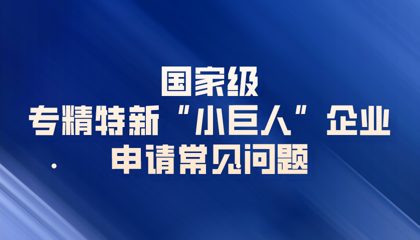 国家级专精特新“小巨人”企业申请最常见的问题汇总